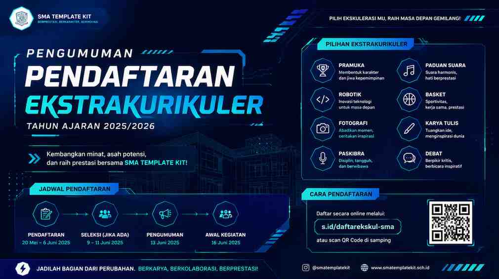 🎯 Pendaftaran Ekstrakurikuler Tahun Ajaran 2026/2027 Resmi Dibuka