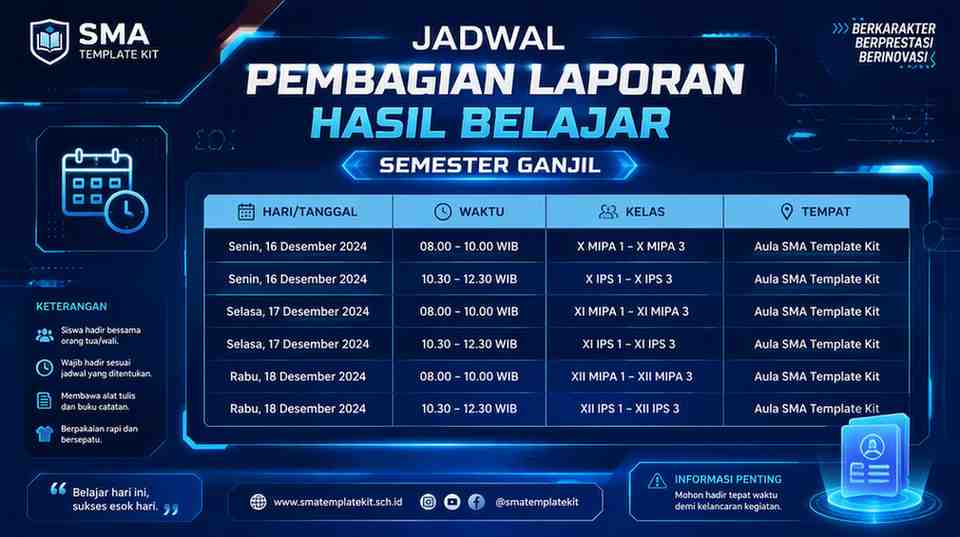🎓 Jadwal Pembagian Laporan Hasil Belajar Semester Ganjil